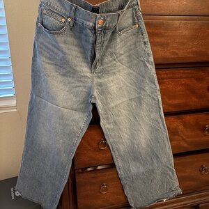 J. Crew Wide Leg Cropped Light Blue Denim Jeans